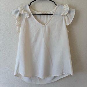 Elegant White Ruffle Sleeve Top